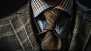 Close de um terno masculino de uma loja de roupas multimarcas.